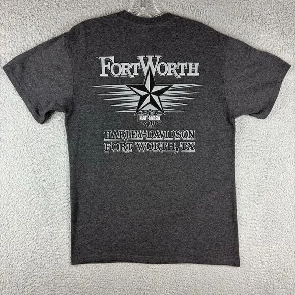 Harley-Davidson T-Shirt Men’s Medium Girl Skull Gray Fort Worth Texas - Picture 6 of 11